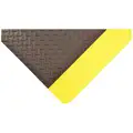 Notrax Antifatigue Mat: Diamond Plate, 2 ft x 3 ft, 1 in Thick, Black with Yellow Border, Beveled Edge