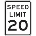 High Intensity Prismatic Recycled Aluminum Speed Limit Sign; 24" H x 18" W, Speed Limit 20