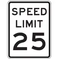 High Intensity Prismatic Recycled Aluminum Speed Limit Sign; 24" H x 18" W, Speed Limit 25