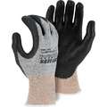 Cut Resistant Glove, M, Polyurethane Coated, ANSI/ISEA Cut Level 3, Dyneema Lining, M, Black/Gray/Green, 12 PK