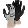 Cut Resistant Glove, L, Polyurethane Coated, ANSI/ISEA Cut Level 3, Dyneema Lining, L, Black/Gray/Green, 1 PR
