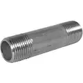 Nipple: 304 Stainless Steel, 1 1/4" Nominal Pipe Size, 2" Overall Length, Threaded on Both Ends