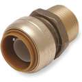 Male Adapter: Brass, Push-to-Connect x MNPT, For 3/4 in Tube OD, 3/4 in Pipe Size, Brass