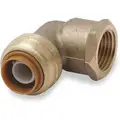 Female Elbow: Brass, Push-to-Connect x FNPT, For 1/2 in Tube OD, 1/2 in Pipe Size, Brass