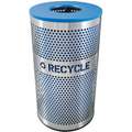Recycling Can: Silver, 33 gal Capacity, 18 in Wd/Dia, 32 in Ht, 1 Openings, Recycling Can
