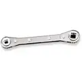 1/4", 3/16", Ratcheting Box End Wrench, SAE, Full Polish Finish, Number of Points: 4, 6