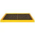 Spill Tray: 54 in L x 29 3/4 in W, 14 gal Spill Capacity, Black/Yellow