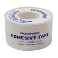 Medique First Aid Tape: White, Waterproof, 1 in Wd, 5 yd Lg
