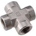 Cross: 316 Stainless Steel, 3/8" x 3/8" x 3/8" x 3/8" Fitting Pipe Size, 2 1/8" Overall Lg