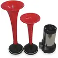 Wolo Dual Trumpet Horn: Direct drive horn, 8 1/2 in L, 3 in W, 3 in Ht