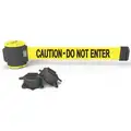 Banner Stakes Magnetic Retractable Belt Barrier, Yellow, Caution - Do Not Enter
