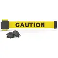 Banner Stakes Magnetic Retractable Belt Barrier, Yellow, Caution