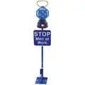 K&E Safety Permanent Mount Flag, LED, (2) D Batteries (Not Included), Flashes per Minute 60