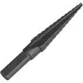 Step Drill Bit, High Speed Steel, 13 Hole Sizes, 1/8" Step Thickness, 1/8" - 1/2"