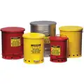 Justrite Floor Oily Waste Can, 6 gal., Galvanized Steel, Red, Foot Operated Self Closing