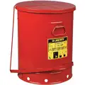 Justrite Floor Oily Waste Can, 21 gal., Galvanized Steel, Red, Foot Operated Self Closing with Soundguard