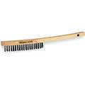 Tough Guy Scratch Brush: Curved Handle, Stainless Steel, Wood, 6 1/4 in Brush Lg, 1 in Bristle Lg