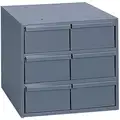 Steel Drawer Bin Cabinet, 11-3/4"W x 11-1/2"D x 10-3/4"H, 6 Drawers, Gray