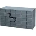 Steel Drawer Bin Cabinet, 33-3/4"W x 11-1/2"D x 17-3/4"H, 30 Drawers, Gray