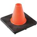 Traffic Cone: 6 in Cone Ht, Orange, Black, PVC, 1.5 lb Wt, (1) 4 in/(1) 6 in