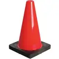 Traffic Cone: Not Approved for Roadway Use, Non-Reflective, Black Base, 12 in Cone Ht, Orange, PVC