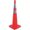 36" Slim PVC Traffic Cone with Bands, Orange