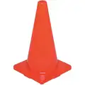 Traffic Cone: Day or Low Speed Roadway (40 MPH or Less), Non-Reflective, 18 in Cone Ht, Orange, PVC