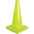 Traffic Cone: 18 in Cone Ht, Fluorescent Lime, PVC, 2.2 lb Wt