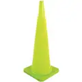 Traffic Cone: 36 in Cone Ht, Fluorescent Lime, PVC, 10 lb Wt