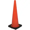 Traffic Cone: 36 in Cone Ht, Orange, Black, PVC, Meets MUTCD Requirements