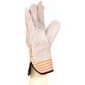 Condor Cowhide Leather Work Gloves, Safety Cuff, Red Striped, Size: 2XL, Left and Right Hand