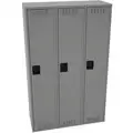 Medium Gray Wardrobe Locker, (3) Wide, (1) Tier Openings: 3, 15" W X 18" D X 72" H