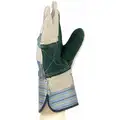Condor Cowhide Leather Work Gloves, Safety Cuff, Blue/Gray/Green, Size: XL, Left and Right Hand