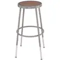 National Public Seating Round Stool with 25" to 33" Seat Height Range and 300 lb. Weight Capacity, Gray