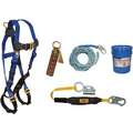Blue/Black, Universal Size Roofer's Kit, 310 lb. Weight Capacity, Mating Leg Strap Buckles