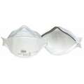 3M Disposable Respirator: Single, Non-Adj, Metal Nose Clip, Std, White, M Mask Size, Aura, N95, 10 PK