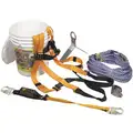 Orange, Universal Size Fall Protection Kit, 310 lb. Weight Capacity, Quick-Connect Leg Strap Buckles