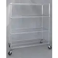 Mobile Wire Shelving Unit, 48"W x 24"D x 69"H, 4 Shelves, Chrome Plated Finish, Silver