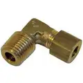 90 Degree Male Elbow, Compression Fitting, Brass, 1/4" x 6 mm