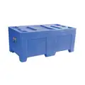 Myton Industries Bulk Container: 55 in x 30 in x 24 in, Includes Lid, Stackable, Rectangle, Blue