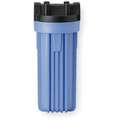 Filter Housing: 3/4 in, NPT, 10 gpm, 125 psi Max Pressure, 12 1/4 in Overall Ht, Blue