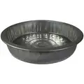 Drain Pan: Steel, 3.25 gal Capacity, 17 1/4 in Overall Dia, 3 3/4 in Overall Ht, Silver