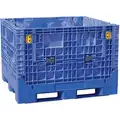 Buckhorn Collapsible Bulk Container: 28.7 cu ft, 48 in x 45 in x 34 in, 4-Way Entry, Stackable, Blue