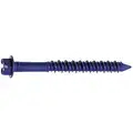 Hex Washer Slotted Concrete Screw, 1/4" Dia. x 2-1/4", Steel, Blue Climaseal Fastener Finish