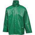 Flame Resistant Rain Jacket, PPE Category: 0, High Visibility: No, Polyester, PVC, 5XL, Green