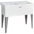 Utility Sink: E. L. Mustee, Polypropylene, 34 in Overall Ht, 24 in Overall Lg, 12 3/4 in Bowl Dp