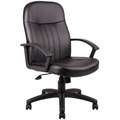 Black Leather Executive Chair 26-1/2" Back Height, Arm Style: Fixed