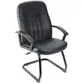 Guest Chair: Black Seat, Leather, Black Frame, Steel, 275 lb Wt Capacity