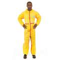 Chemsplash Collared Chemical ResistantCoveralls with Elastic Cuff 1 Material,Yellow, L
