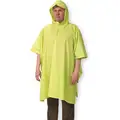 Reusable Rain Poncho, Yellow/Green, PVC, Fits Chest Size: 52" to 80", Length: 50"